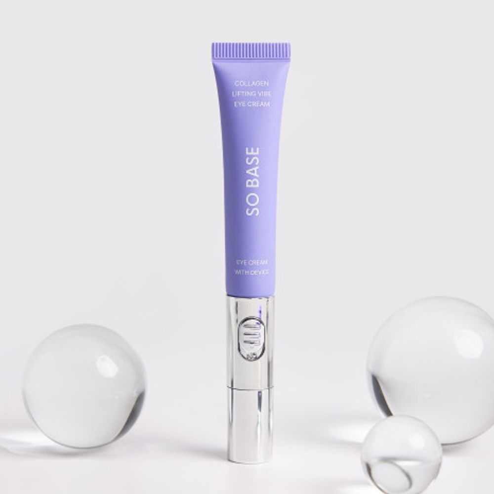 [SOBASE] Collagen Lifting Vibe Eye Cream 15ml - 600,000PPM Vegan Collagen, 300Da Hydrolyzed Formula, 3,300 VPM Galvanic Vibration for Enhanced Absorption & Eye Massage - Made in Korea